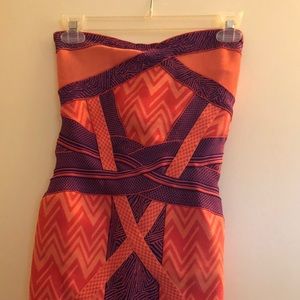 Multi-color strapless bandage dress